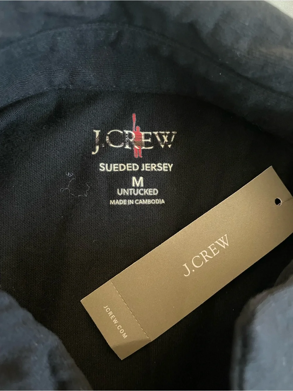 J. CREW Classic Untucked sueded cotton polo shirt in Black Size M BW395